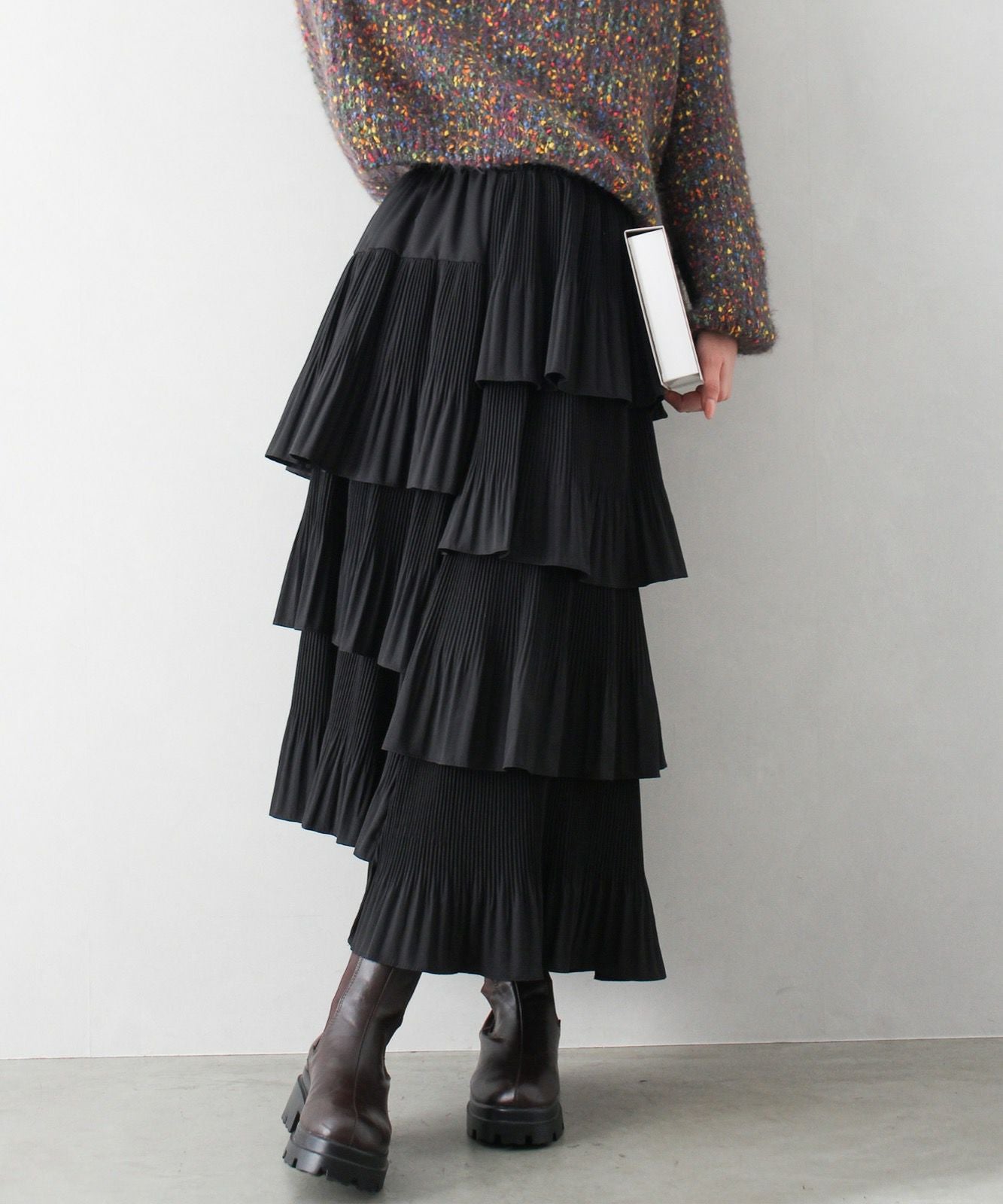 アシメプリーツティアードロングスカート | SpRay