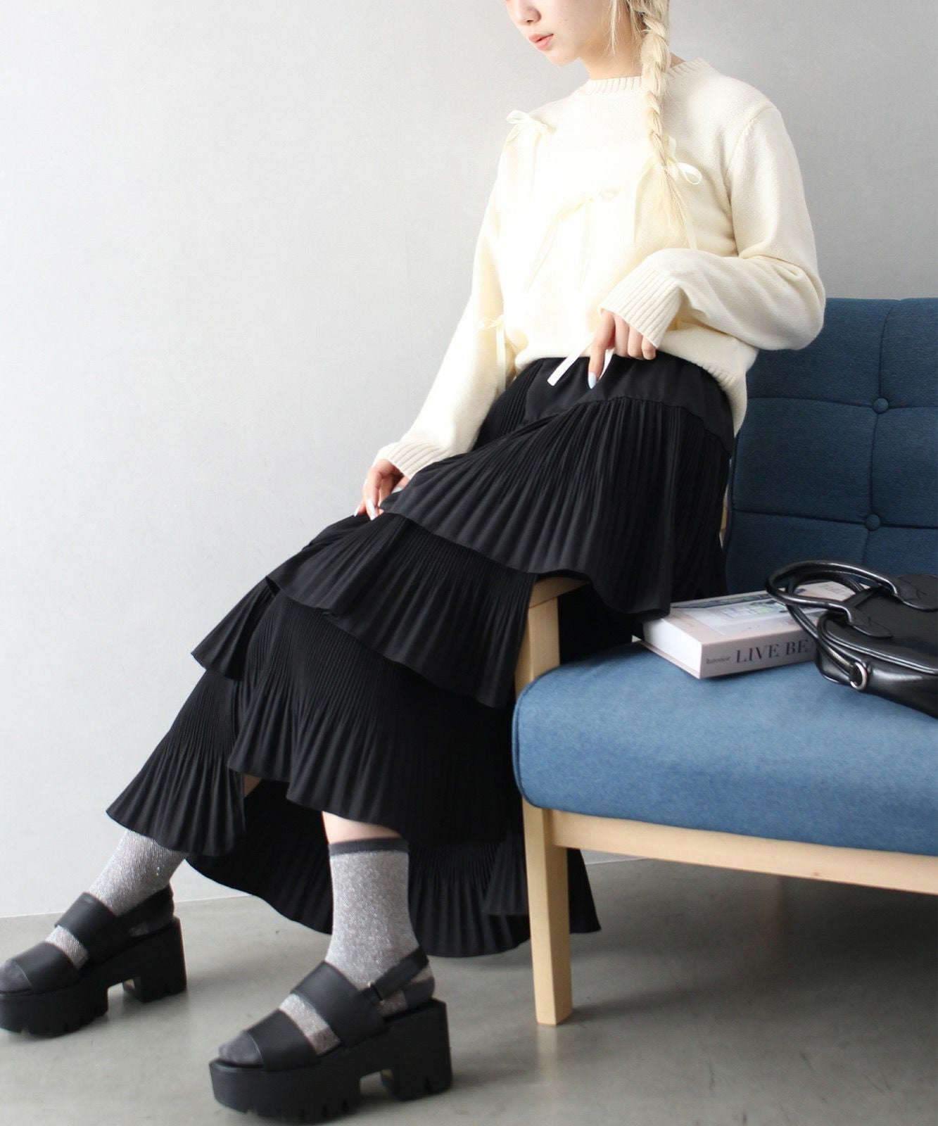 アシメプリーツティアードロングスカート | SpRay