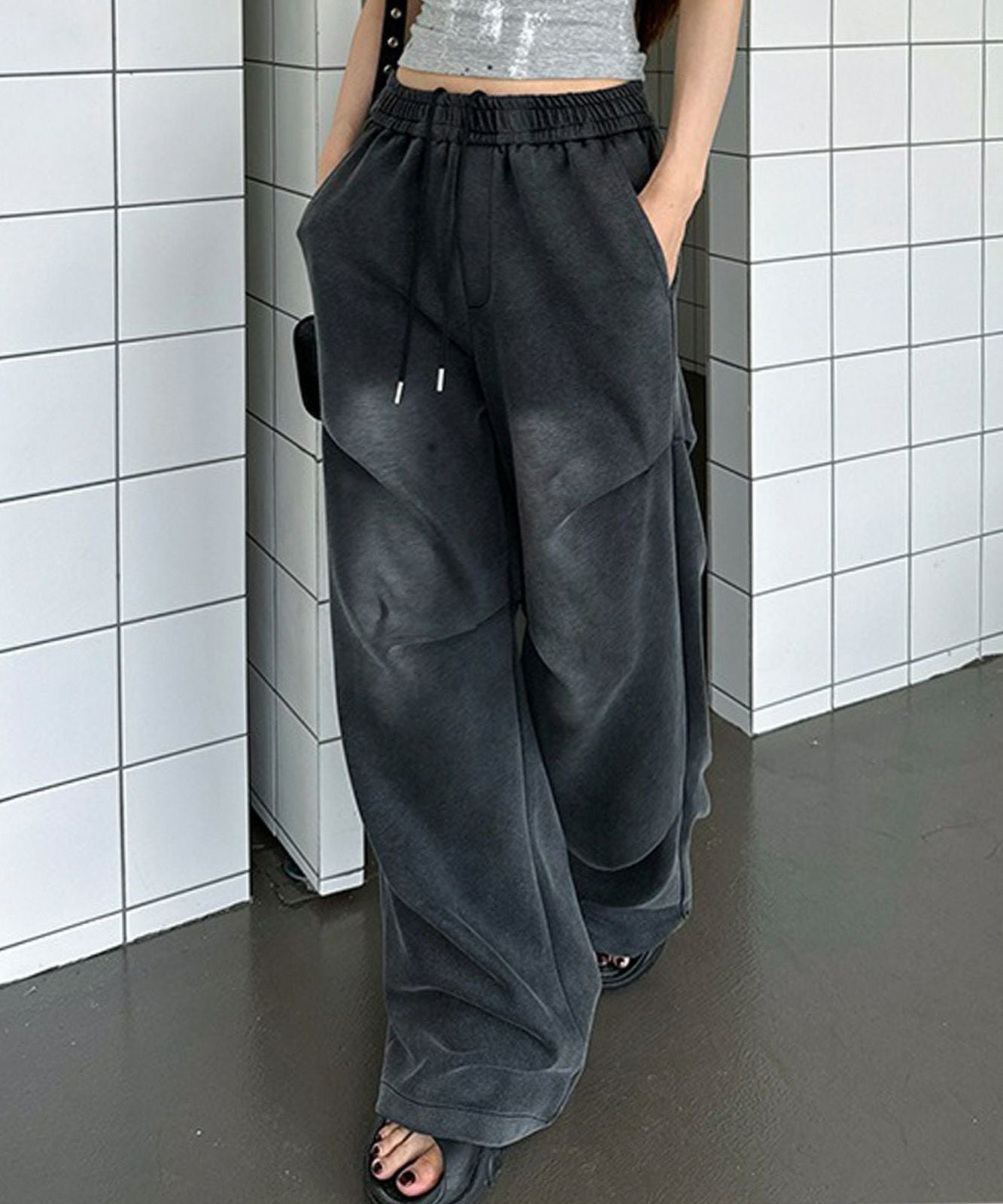 スウェット切替ワイドパンツ | SpRay