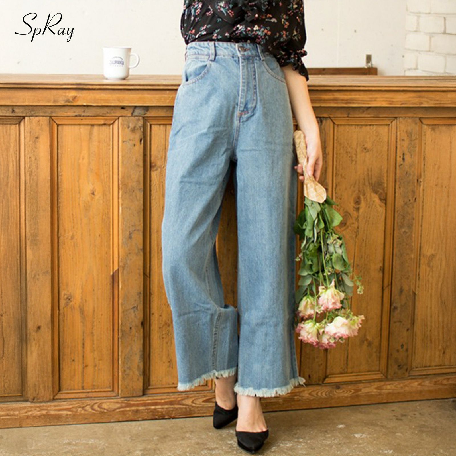 DENIM DUNGAREE ステンシルプリントワイドデニムパンツ サルト SARTO