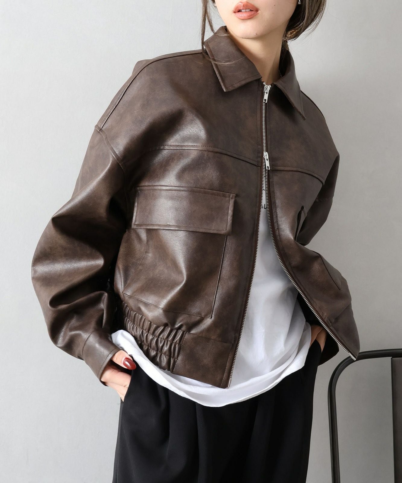 アンティークレザーダブルZIPブルゾン | SpRay