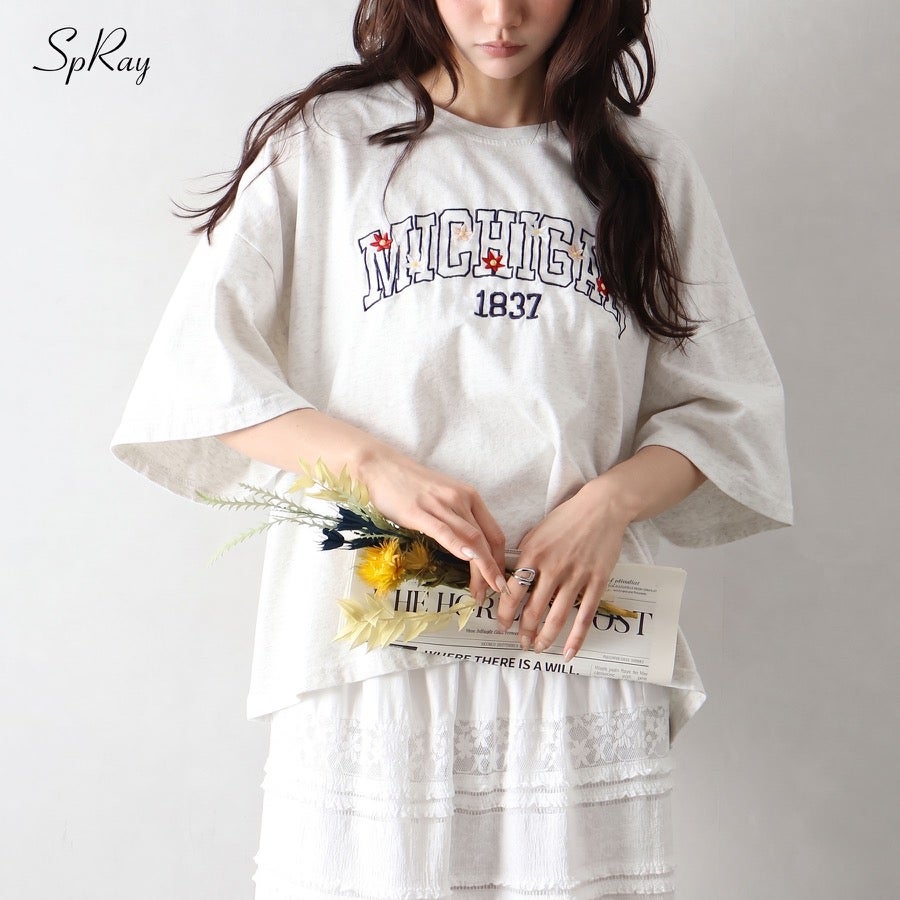 MICHIGAN花刺繍Tシャツ | SpRay