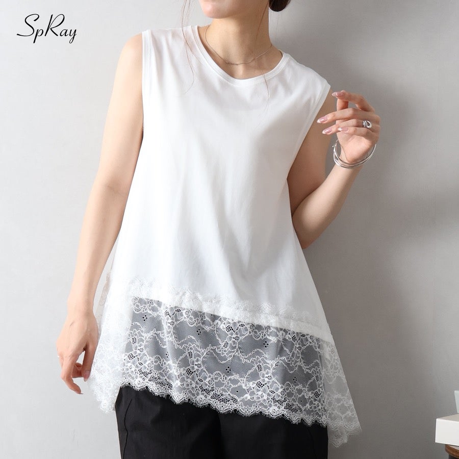 すそレースノースリーブ Tシャツ | SpRay